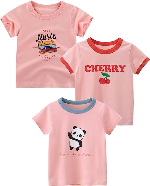 Little Girls' 3-Pack Short-Sleeve Tunic T-Shirts