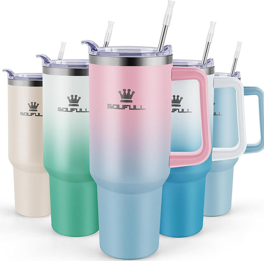 40 oz Tumbler with Handle and Straw Lid