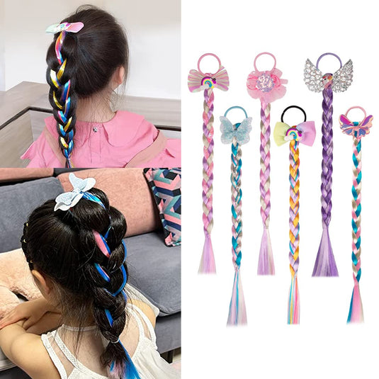 6 Pieces Colored Braids With Rubber Bands