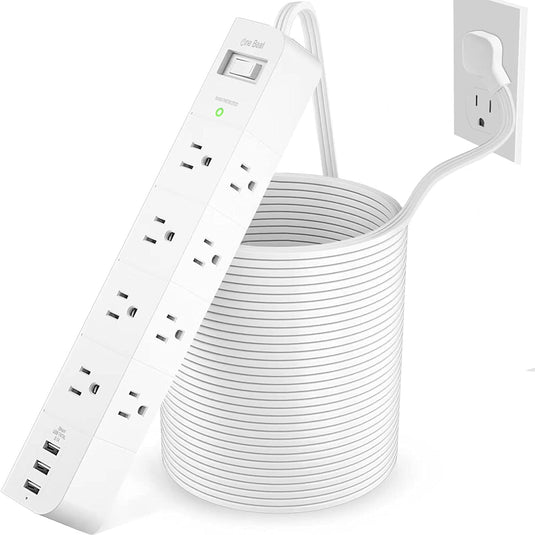 10FT Extension Cord Flat Plug Power Strip