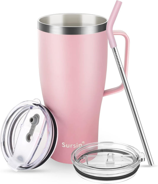 32 oz Insulated Tumbler with Handle and Straw Lid