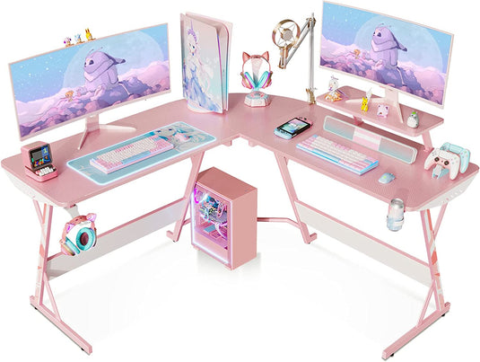 Pink Gaming Desk L Shaped