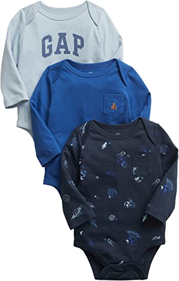 GAP Baby Boys' 3-pack Long Sleeve Bodysuit