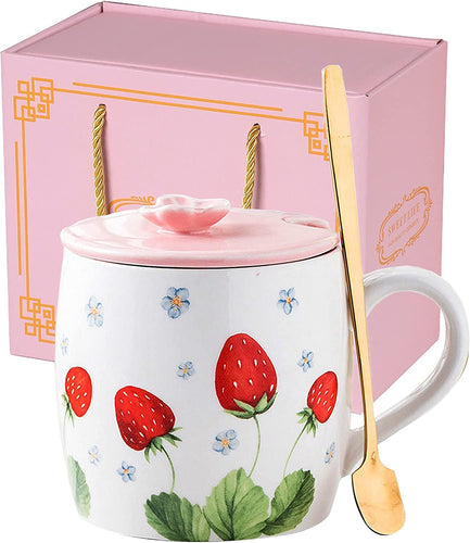 13.5oz Cute Strawberry Ceramic Coffee Mug