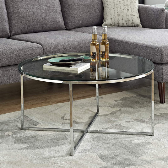 Walker Edison  Glass Top Coffee Table