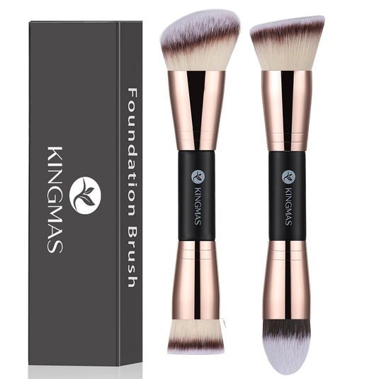KINGMAS Foundation Makeup Brushes, 2Pcs Premium Double-Ended Makeup Brush