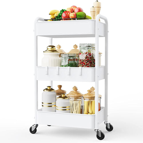 3 Tier Rolling Utility Cart, Metal