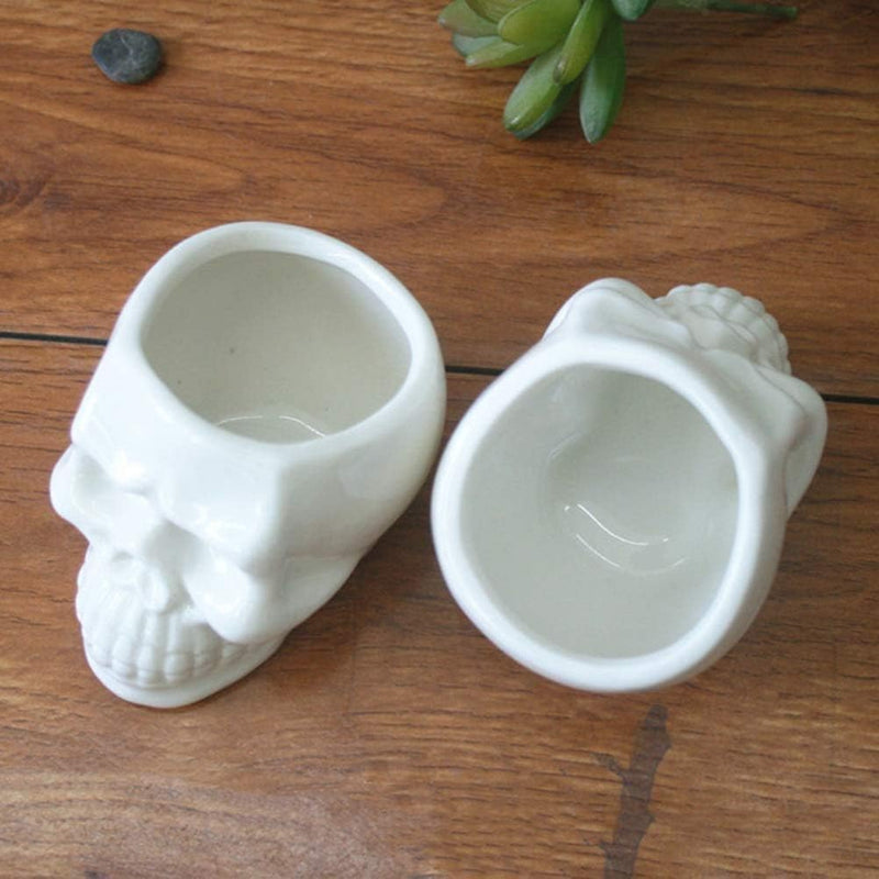 Load image into Gallery viewer, Halloween White Ceramic Skull Succulent Planter Pots
