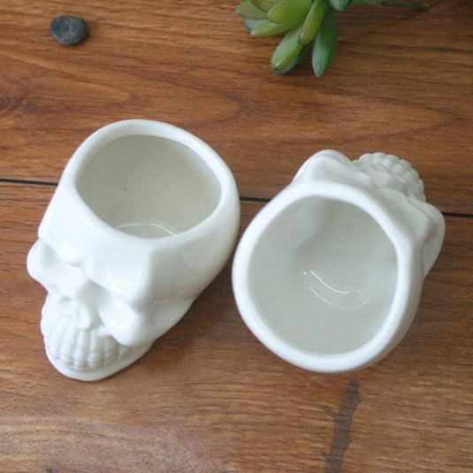Halloween White Ceramic Skull Succulent Planter Pots
