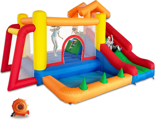 6 in 1 Inflatable Bounce House with Slide and Ball Pit