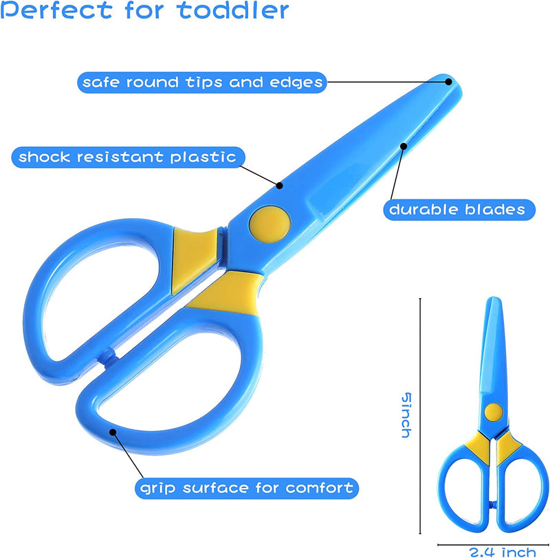 Load image into Gallery viewer, 3PCS Kids Plastic Toddler Scissors w/ 60 Sheets
