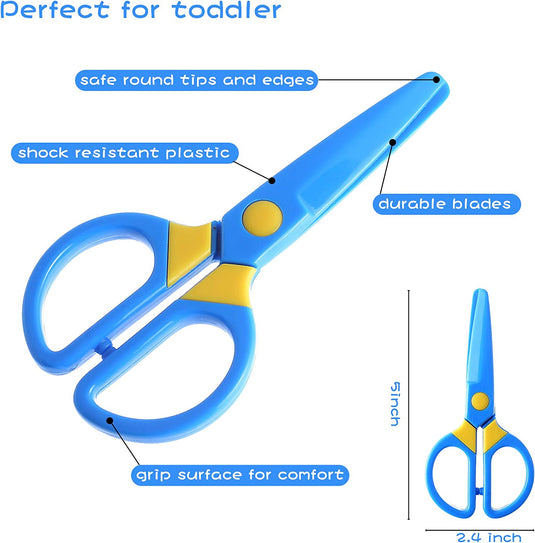 3PCS Kids Plastic Toddler Scissors w/ 60 Sheets