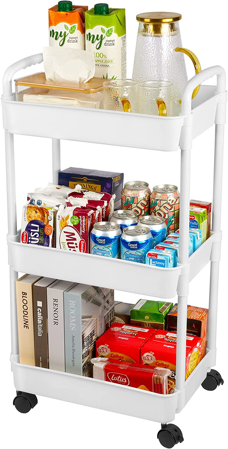Load image into Gallery viewer, 3 Tier Rolling Cart with Wheels

