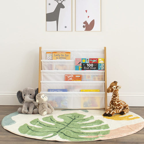 Natural/White Kids Book Rack Storage Bookshelf