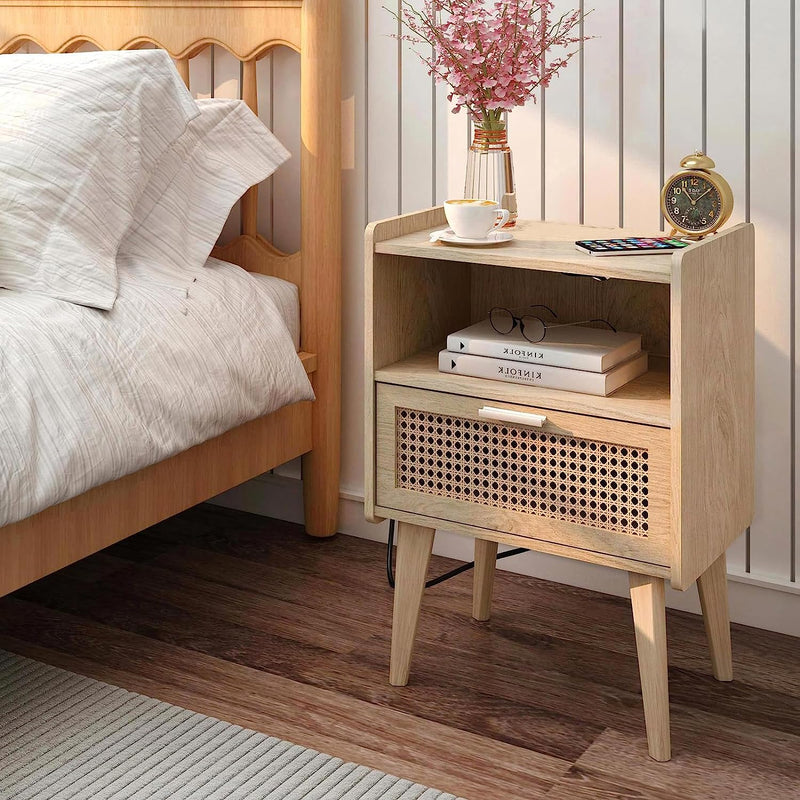 Load image into Gallery viewer, Rattan Nightstand
