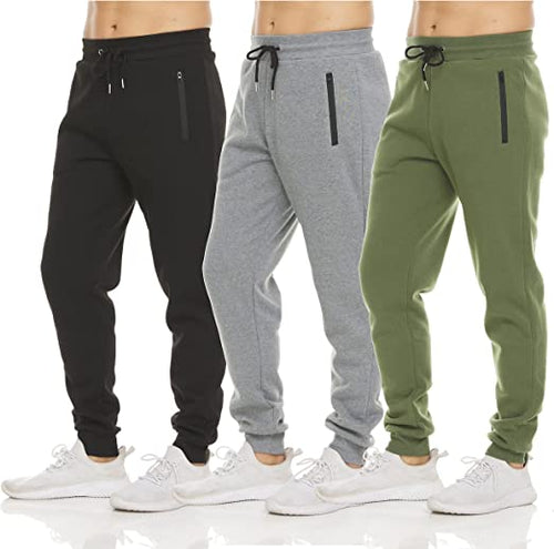 Mens 3 Pack Fleece Active Athletic Workout Jogger