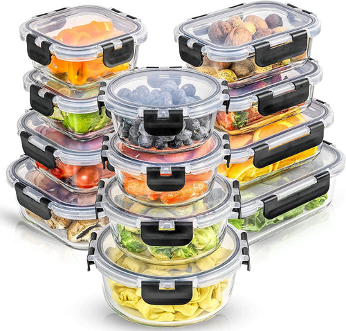 24pc Borosilicate Glass Storage Containers