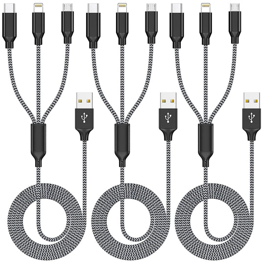 Multiple Charger Cable 4 FT 3 Pack